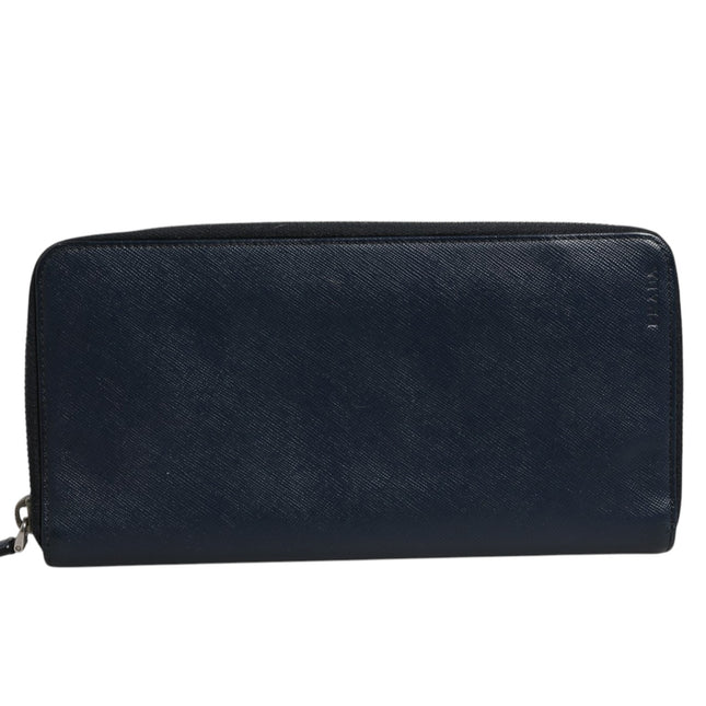 Prada Navy Oliver Embossed Leather Zip-Around Wallet