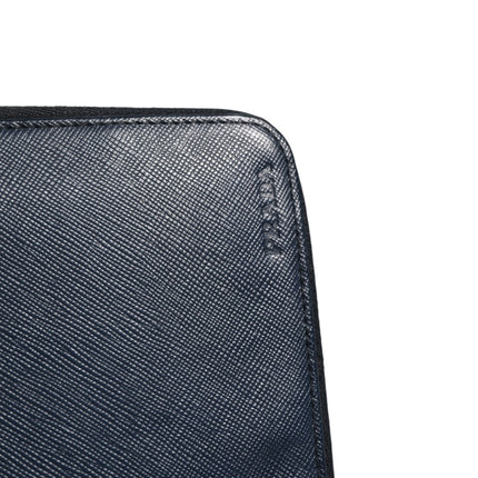 Prada Navy Oliver Embossed Leather Zip-Around Wallet