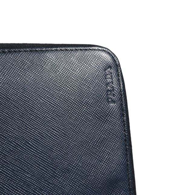 Prada Navy Oliver Embossed Leather Zip-Around Wallet