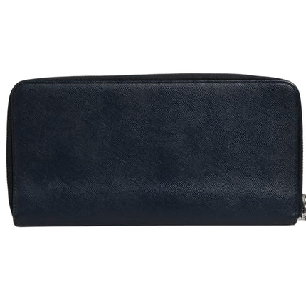 Prada Navy Oliver Embossed Leather Zip-Around Wallet