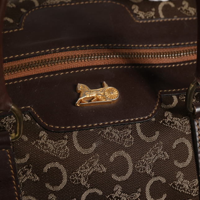 Celine Dark brown and Gold logo duffel