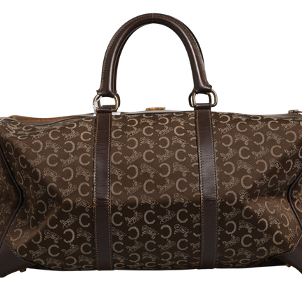 Celine Dark brown and Gold logo duffel