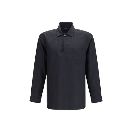 Deperlu Black Linen Dress Shirt