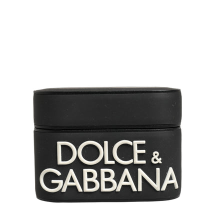 Dolce & Gabbana Case Black PVC Embossed Logo Flip Holder Women Airpods