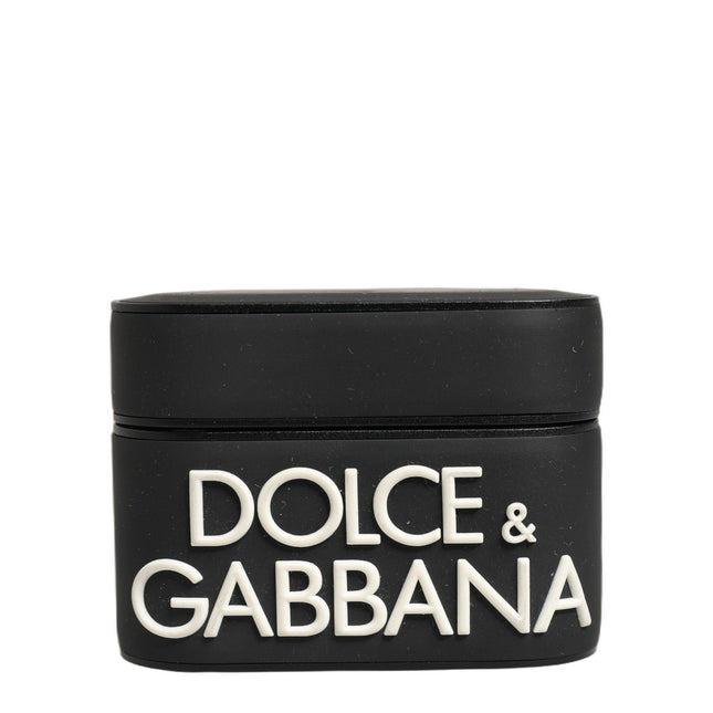 Dolce & Gabbana Case Black PVC Embossed Logo Flip Holder Women Airpods