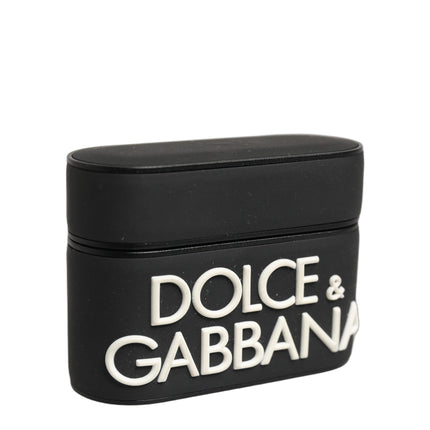Dolce & Gabbana Case Black PVC Embossed Logo Flip Holder Women Airpods