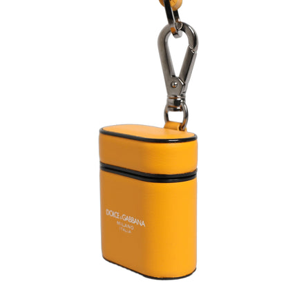 Dolce & Gabbana Case Yellow Calf Leather Logo Flip Holder Strap Airpods