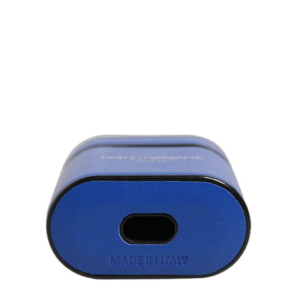 Dolce & Gabbana Case Blue Calf Leather Logo Flip Holder Strap Airpods
