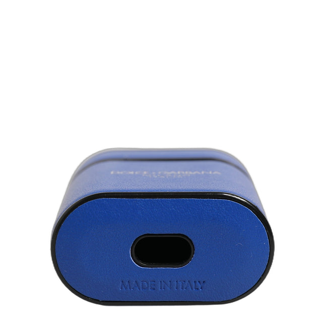 Dolce & Gabbana Case Blue Calf Leather Logo Flip Holder Strap Airpods