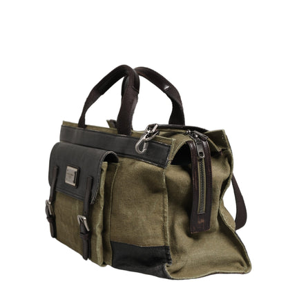 Dolce & Gabbana Military Green Two Tone Tote Duffel Shoulder Borse Bag