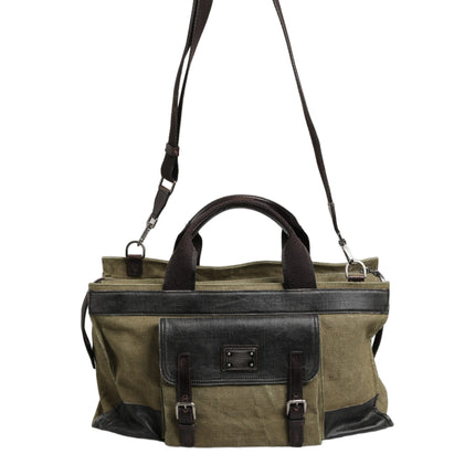 Dolce & Gabbana Military Green Two Tone Tote Duffel Shoulder Borse Bag