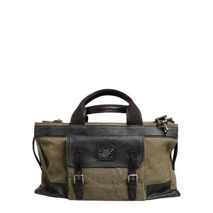 Dolce & Gabbana Military Green Two Tone Tote Duffel Shoulder Borse Bag