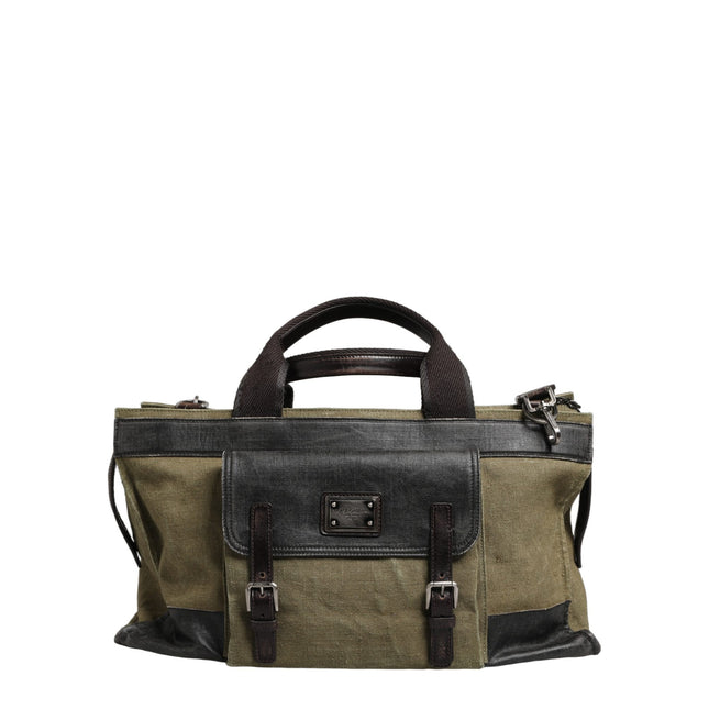 Dolce & Gabbana Military Green Two Tone Tote Duffel Shoulder Borse Bag