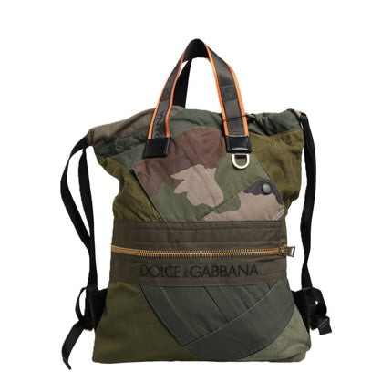 Dolce & Gabbana Military Green Patchwork Rucksack Backpack Borse Men Bag