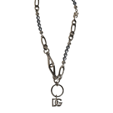 Dolce & Gabbana Silver Tone Chain Signature DG Logo Pendant Necklace