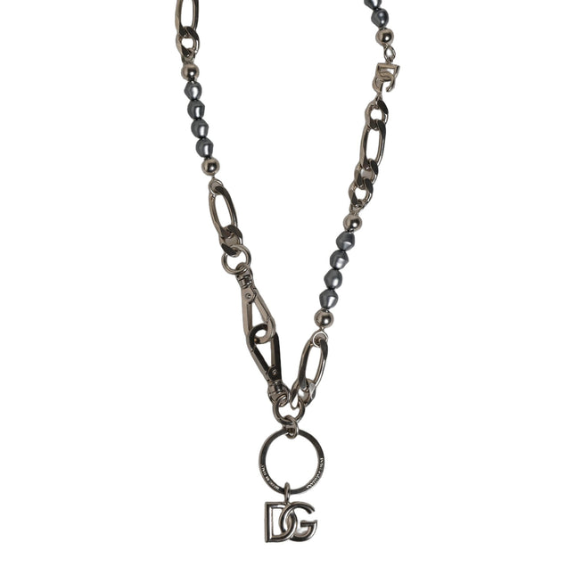 Dolce & Gabbana Silver Tone Chain Signature DG Logo Pendant Necklace