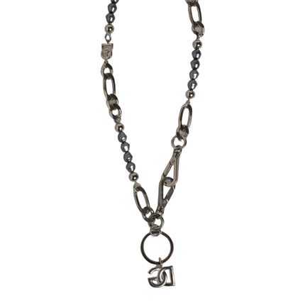Dolce & Gabbana Silver Tone Chain Signature DG Logo Pendant Necklace