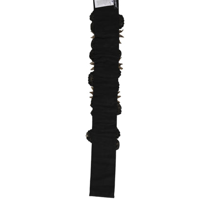 Dolce & Gabbana Black Gold Tone Crystal Brass Flower Brooches Belt