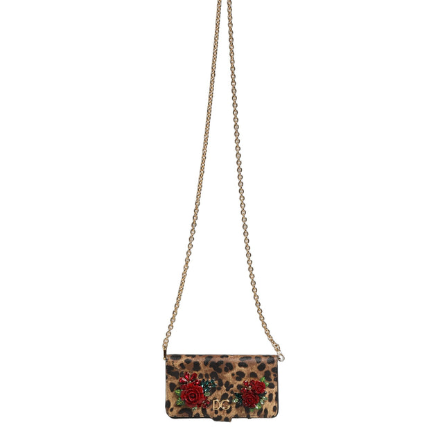 Dolce & Gabbana Flip Cover Brown Leopard Crystal iPhone X - XS Case