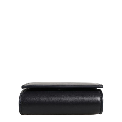Dolce & Gabbana Black Calfskin Leather Logo Print Bifold CoinPurse Wallet