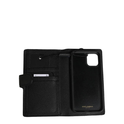 Dolce & Gabbana Case Flip Cover Black Calf Leather iPhone11 PRO Phone