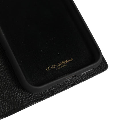 Dolce & Gabbana Case Flip Cover Black Calf Leather iPhone11 PRO Phone