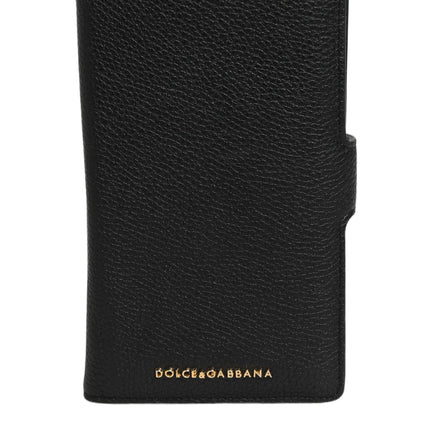 Dolce & Gabbana Case Flip Cover Black Calf Leather iPhone11 PRO Phone