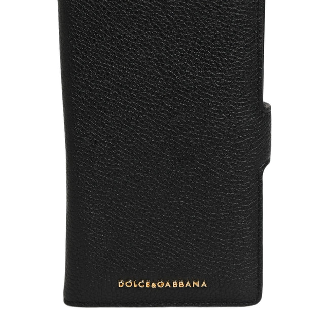 Dolce & Gabbana Case Flip Cover Black Calf Leather iPhone11 PRO Phone
