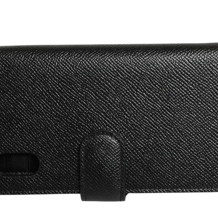 Dolce & Gabbana Case Flip Cover Black Calf Leather iPhone X - XS Phone