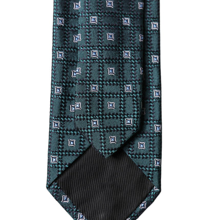 Dolce & Gabbana Dark Green Patterned Silk Adjustable Men Necktie Tie