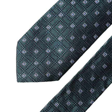 Dolce & Gabbana Dark Green Patterned Silk Adjustable Men Necktie Tie