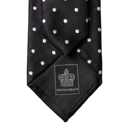 Dolce & Gabbana Black White Polka Dots Silk Adjustable Men Necktie Tie
