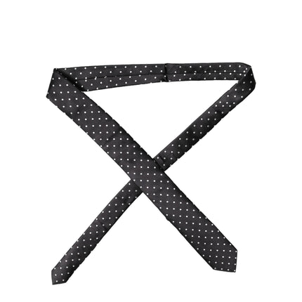 Dolce & Gabbana Black White Polka Dots Silk Adjustable Men Necktie Tie