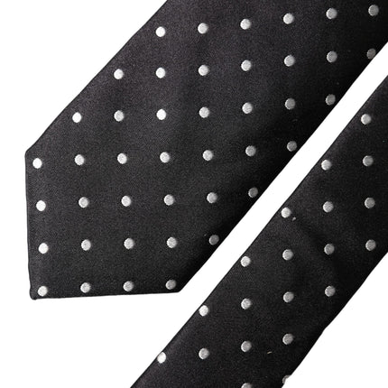 Dolce & Gabbana Black White Polka Dots Silk Adjustable Men Necktie Tie