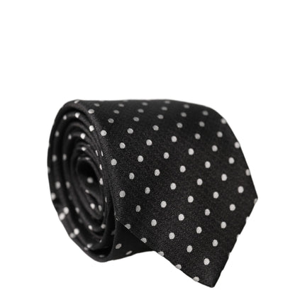 Dolce & Gabbana Black White Polka Dots Silk Adjustable Men Necktie Tie