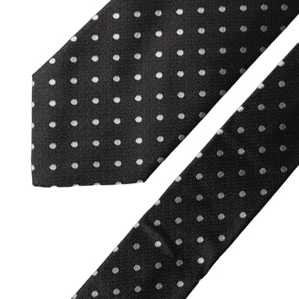 Dolce & Gabbana Black White Polka Dots Silk Adjustable Men Necktie Tie