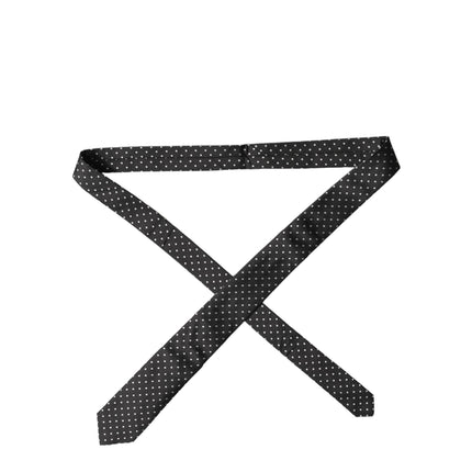 Dolce & Gabbana Black White Polka Dots Silk Adjustable Men Necktie Tie