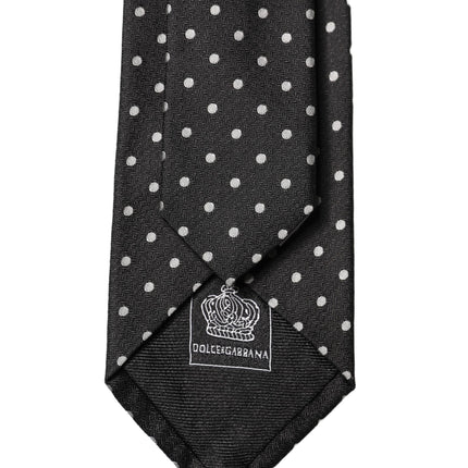 Dolce & Gabbana Black White Polka Dots Silk Adjustable Men Necktie Tie