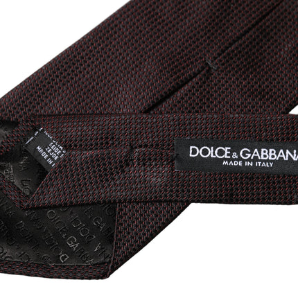 Dolce & Gabbana Black Red Patterned 100% Silk Adjustable Men Necktie Tie
