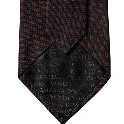 Dolce & Gabbana Black Red Patterned 100% Silk Adjustable Men Necktie Tie