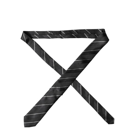 Dolce & Gabbana Black White Stripes 100% Silk Adjustable Men Necktie Tie