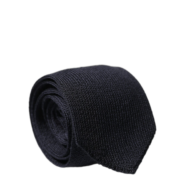 Dolce & Gabbana Dark Blue Solid 100% Silk Adjustable Men Necktie Tie