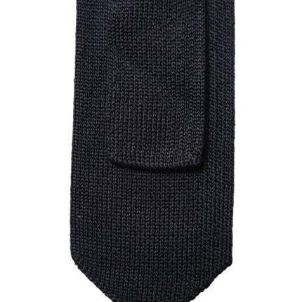 Dolce & Gabbana Dark Blue Solid 100% Silk Adjustable Men Necktie Tie