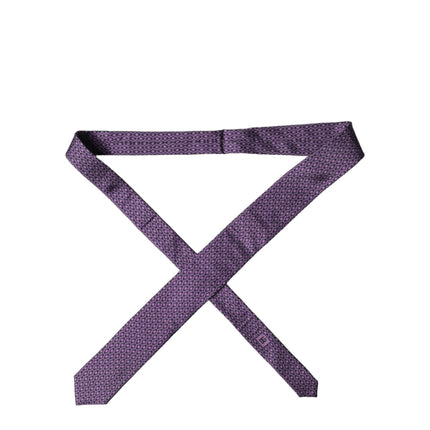 Dolce & Gabbana Purple Patterned 100% Silk Adjustable Men Necktie Tie