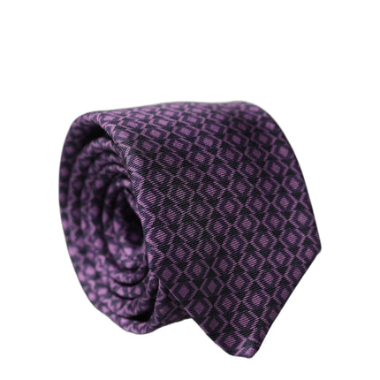 Dolce & Gabbana Purple Patterned 100% Silk Adjustable Men Necktie Tie