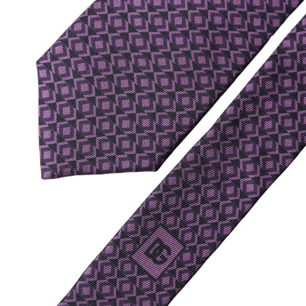 Dolce & Gabbana Purple Patterned 100% Silk Adjustable Men Necktie Tie