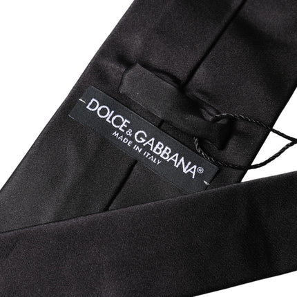 Dolce & Gabbana Brown Logo Embroidery Silk Adjustable Men Necktie Tie