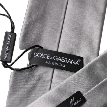 Dolce & Gabbana Gray Satin 100% Silk Adjustable Men Tied Necktie Tie