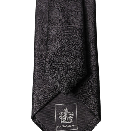 Dolce & Gabbana Black Solid 100% Silk Adjustable Men Tied Necktie Tie