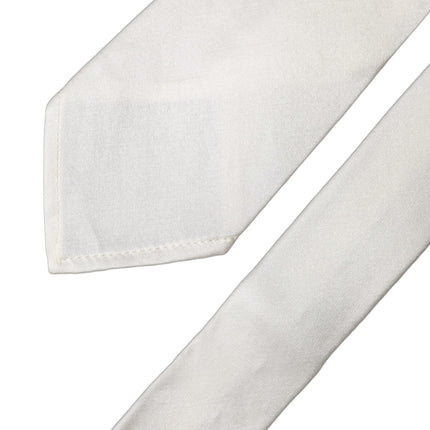 Dolce & Gabbana White Solid Silk Blend Adjustable Men Tied Necktie Tie